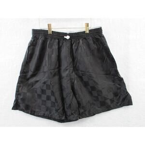 NWOT YALE Black Athletic Shorts Shiny Check Large Soccer Glanz Nylon USA